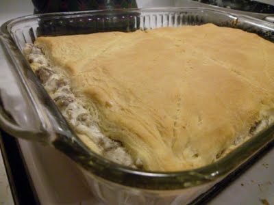 OMG! sausage, biscuit, and gravy casserole.