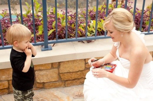 On Disneyland bride Kristie’s wedding day, a tiny tot approached her with