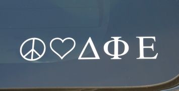 PEACE LOVE DELTA PHI EPSILON sticker decals $4.00 +Free Shipping at the checkout