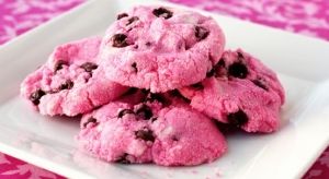 Pink chocolate chip cookies.