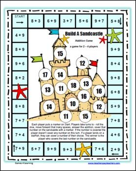 Please enjoy the Build A Sandcastle Addition Board Game by Games 4 Learning. Thi