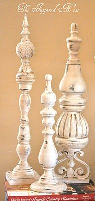 Pottery Barn Finial Tutorial–made by putting candlesticks together with finials