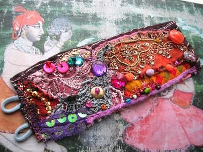 RESERVED Festival, Gypsy Bracelet, Antique Indian, Embroidery, Vintage, Lace, Bo
