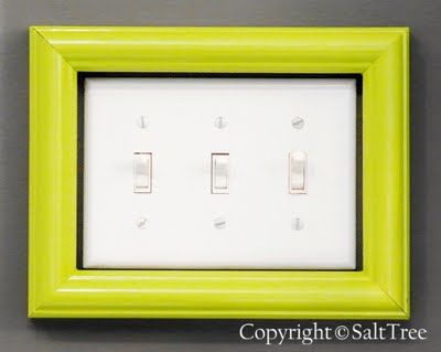 Recycle old picture frame with some fresh paint to dress up a Iight switch