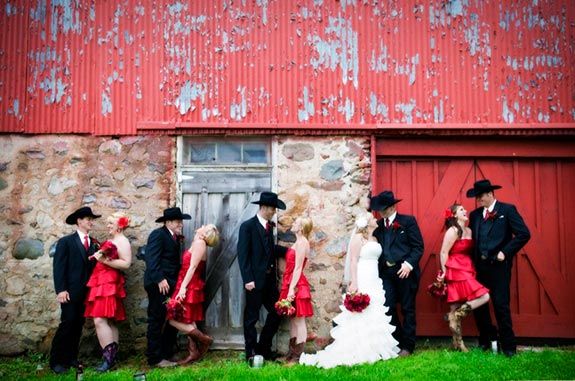 Red and Black Country Wedding
