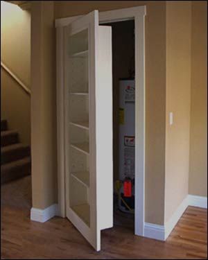 Replace a closet door with a bookcase door.