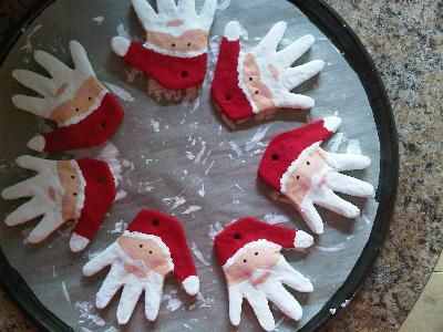 Santa Salt-Dough Christmas Ornament (your child's hand as a template) (note: