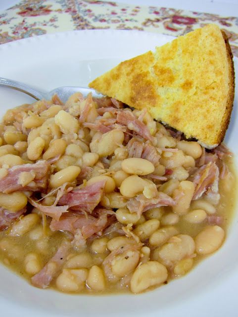 Slow cooker ham and white beans. Cheap, easy, good for you, yummy.