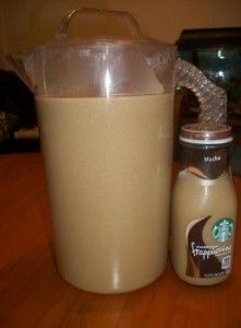 Starbucks Frappuccino Ingredients: 10 cups fresh coffee 1/2 cup of brown sugar 1