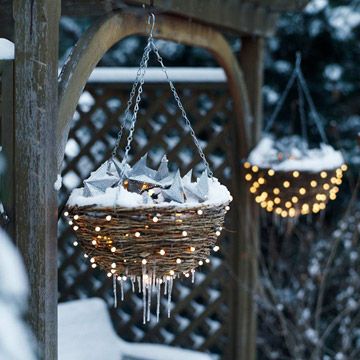 Starry Nights Basket  Make hanging baskets sparkle all winter long by lighting t