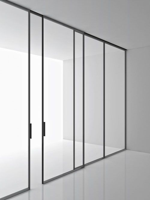 Super minimal sliding door and window frames. Green by Piero Lissoni for Boffi.