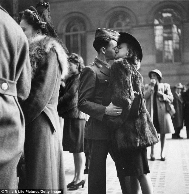 This picture was taken in 1943 at Penn Station. I can't help but wonder how