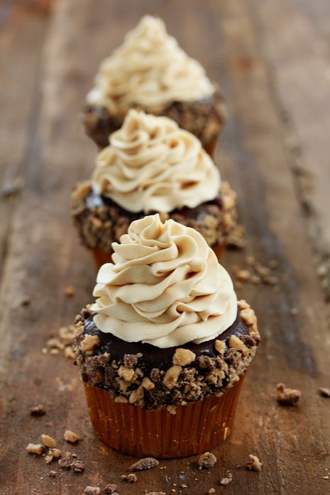 Toffee Crunch cupcakes with caramel frosting