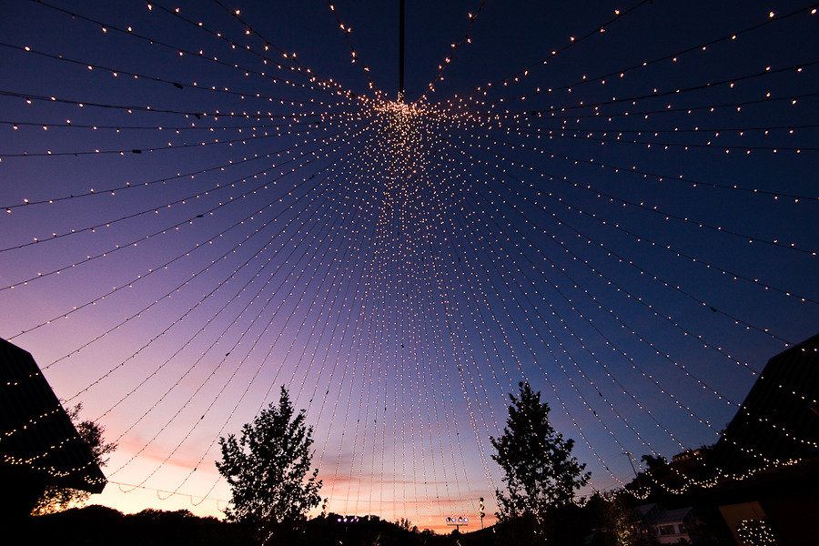 Twinkle lights for an outdoor evening wedding/reception.