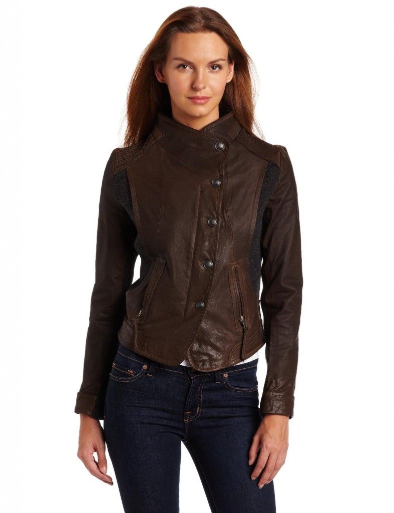 Via Spiga Women’s Mixed Media Leather Jacket