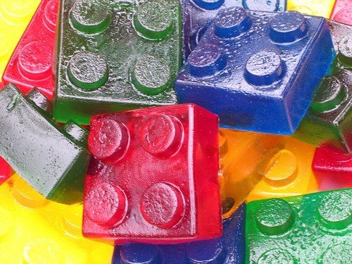 Wash mega blocks and then put the jello in them and you have Lego jello. Too cut