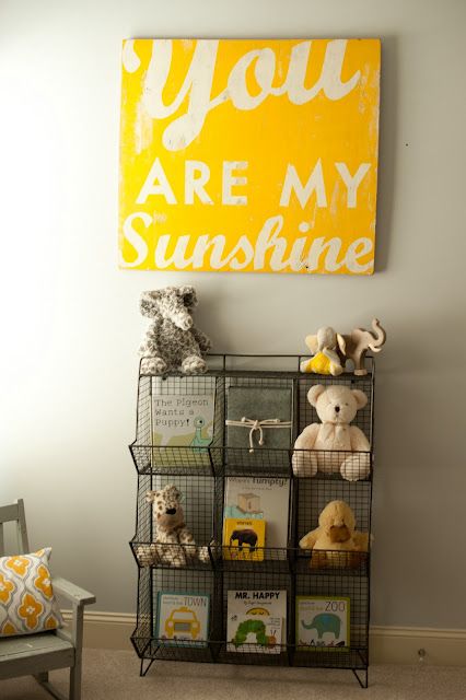 You are my sunshine.  And book/toy rack.
