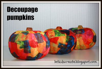colorful mod podged pumpkins
