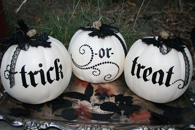 cute halloween decorations. black and white pumpkins!