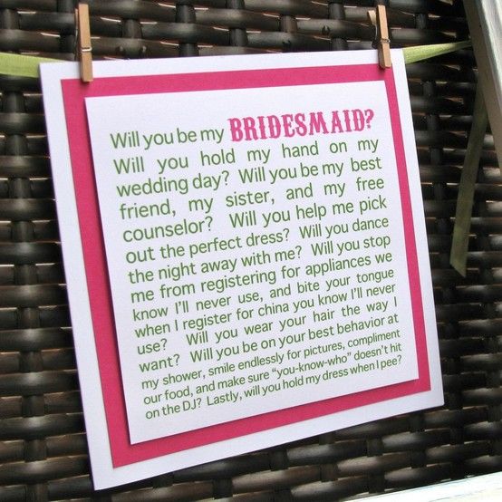 cute way to ask bridesmaid