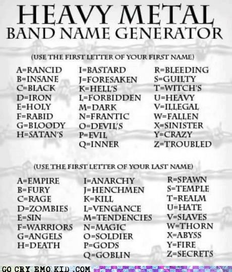 emo scene hipster – Find Your Metal Band's Name
