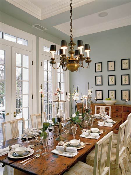 farm house table and botanical prints