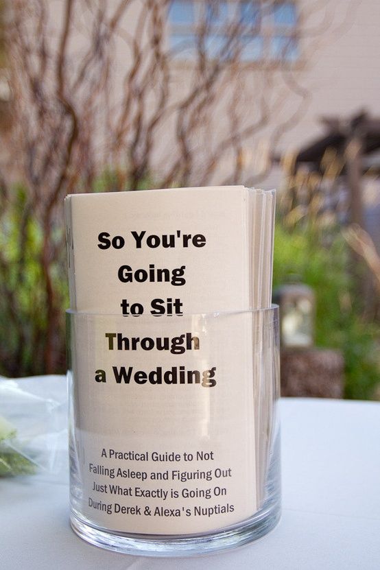 for people to read while waiting on wedding. funny facts and interesting things