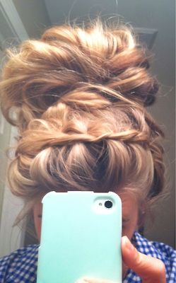 hairstyle . braid . bun . messy. LOVE!