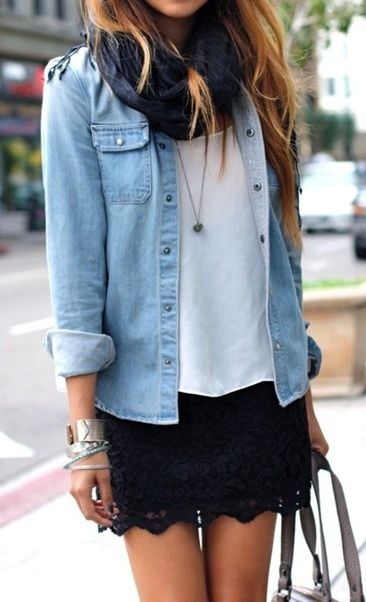 lace skirt, jean