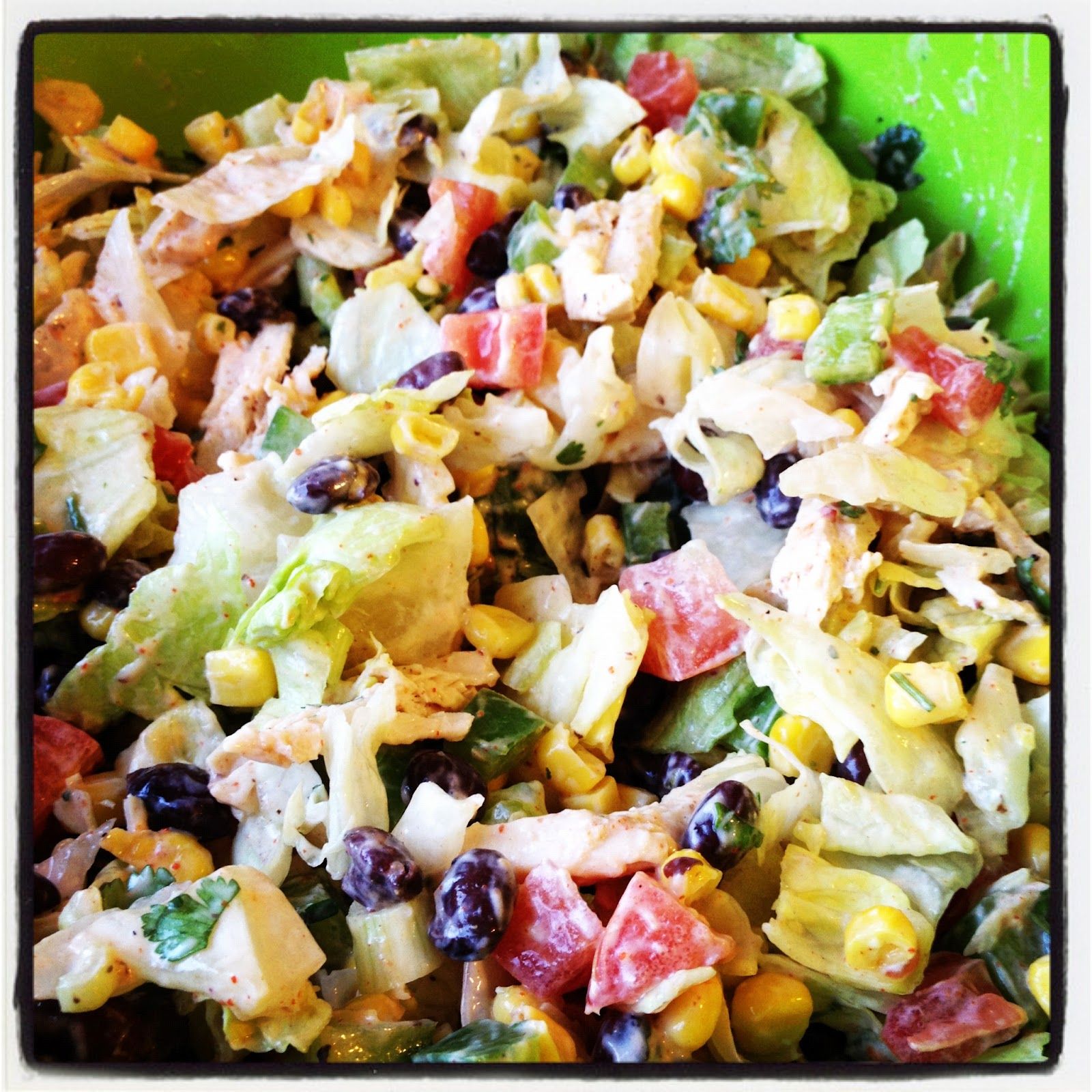 oh my gosh. Chicken Taco salad that's HEALTHY! There's black beans, corn