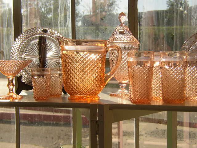 pink depression glass collection