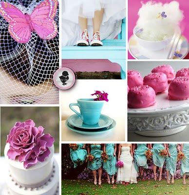 pink turquoise wedding