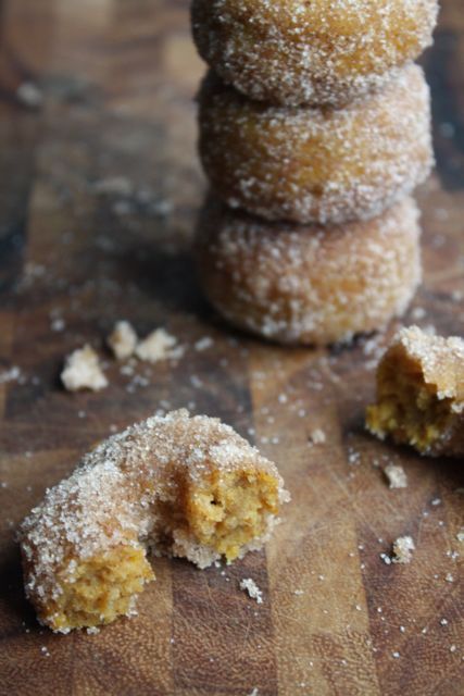 pumpkin spice donuts – baked, not fried. during the fall with some coffee or app