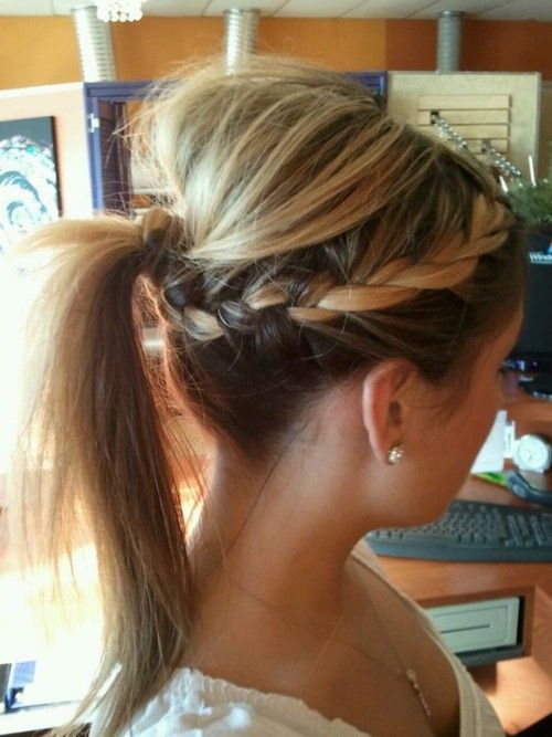 1.Tease the hair at ur crown  clip it up  2.French braid the rest of your hair i