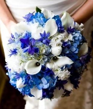Blue and White Wedding Bouquets