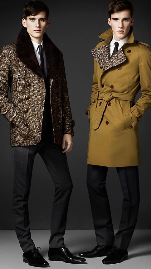 Burberry – Shearling Collar Tweed Pea Coat