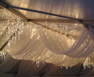 Ceiling Swag With Icicle Lights: I once swooned over a teeny shop with a ceiling