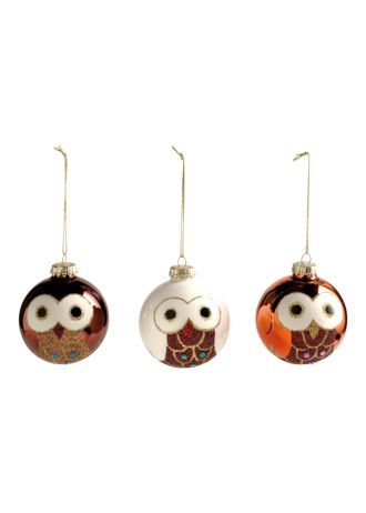 Christmas owl ornaments.