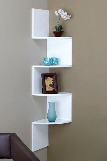 Corner wall shelves