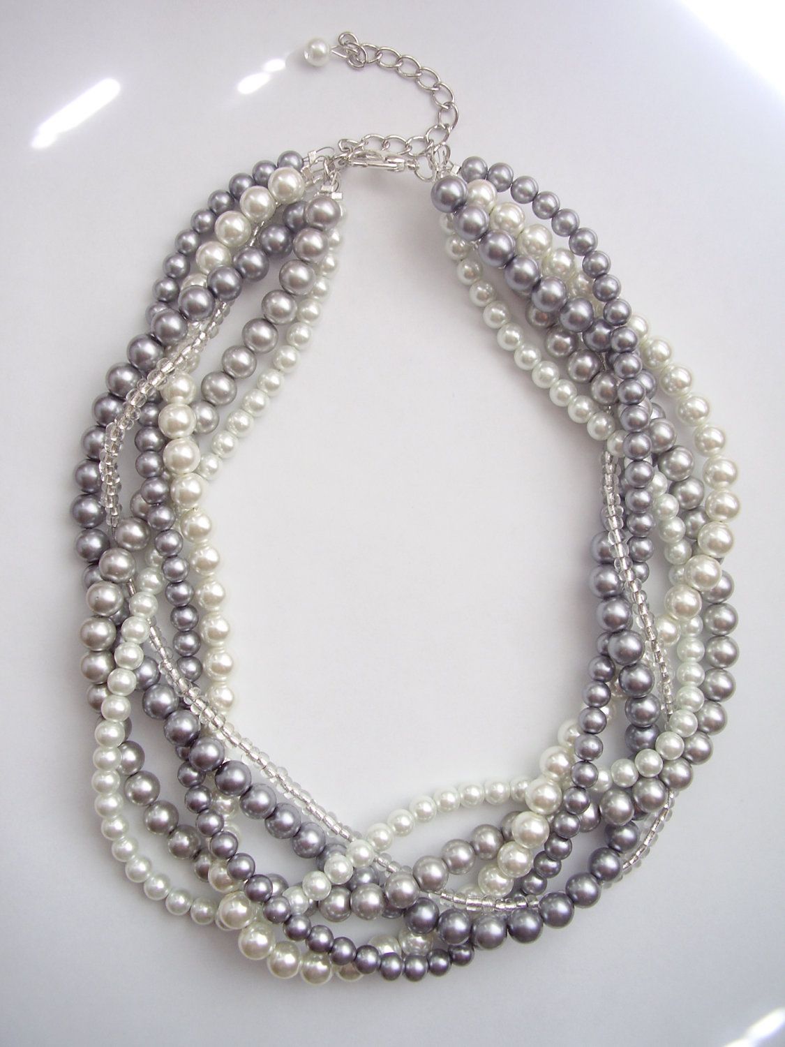 Custom order necklaces braided twisted chunky statement pearl necklace. $32.50,