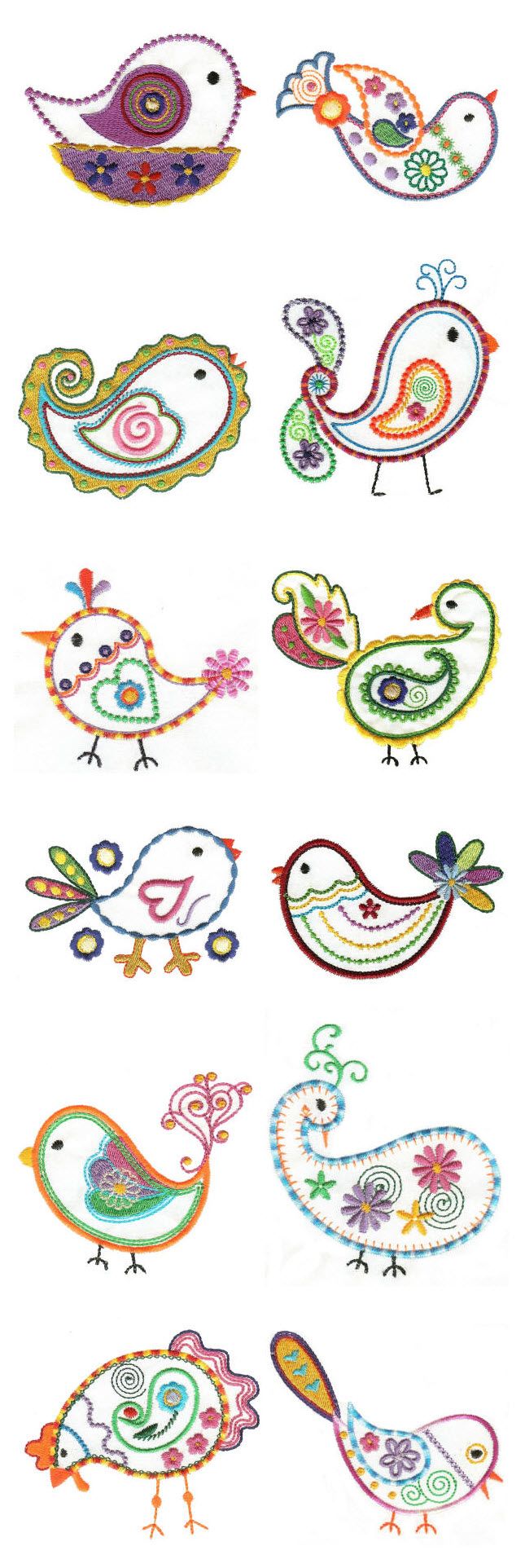 Cute embroidered birdies.