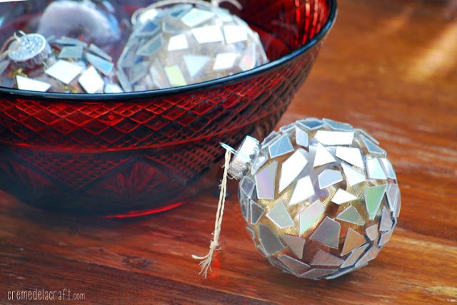 DIY: Mosaic Ornaments from CDs
