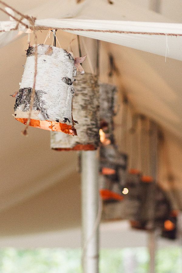 DIY birch bark lanterns