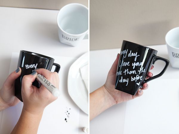 DIY: message coffee mugs