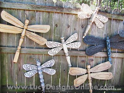 Dragonflies made from ceiling fan blades and table legs