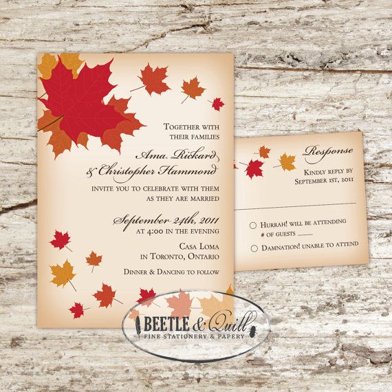 Fall wedding invitation.