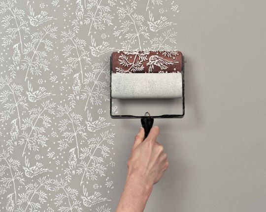 Freaking genius!! DIY Idea: Paint Roller Printed Walls The Painted House