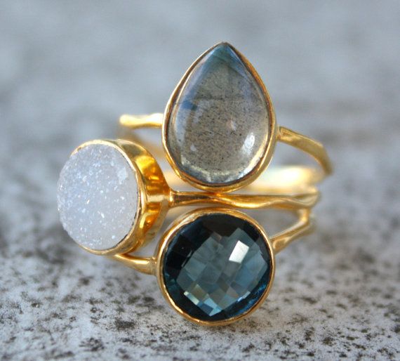 Gemstone stacking rings