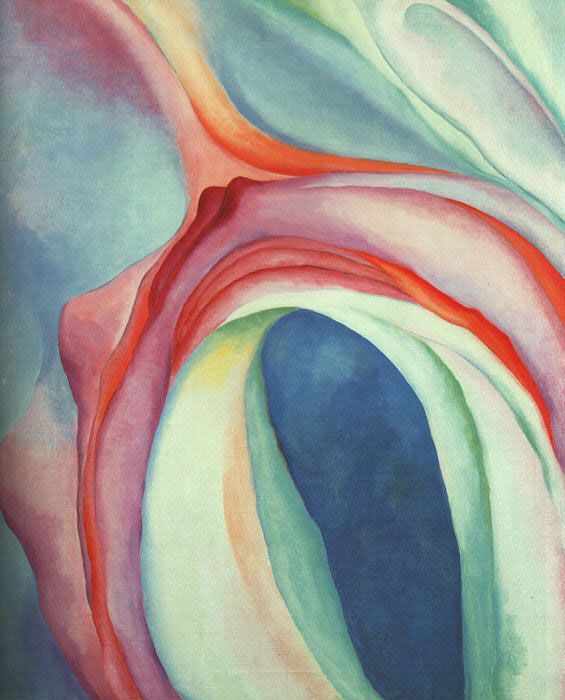 Georgia O'Keeffe, Music – Pink and Blue II, detail, 1919