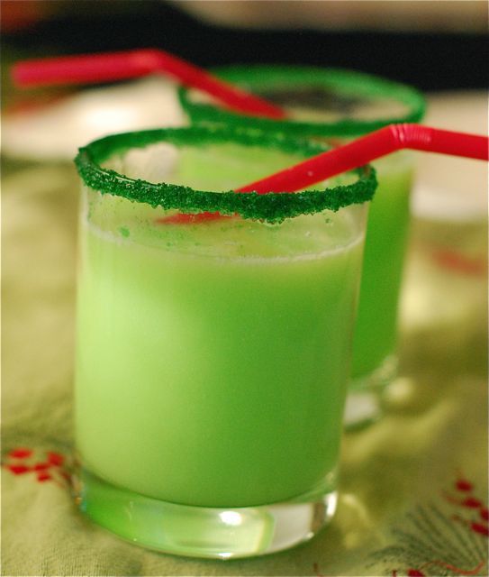 Grinch Punch – fun Christmas drink made with green soda and vanilla ice cream